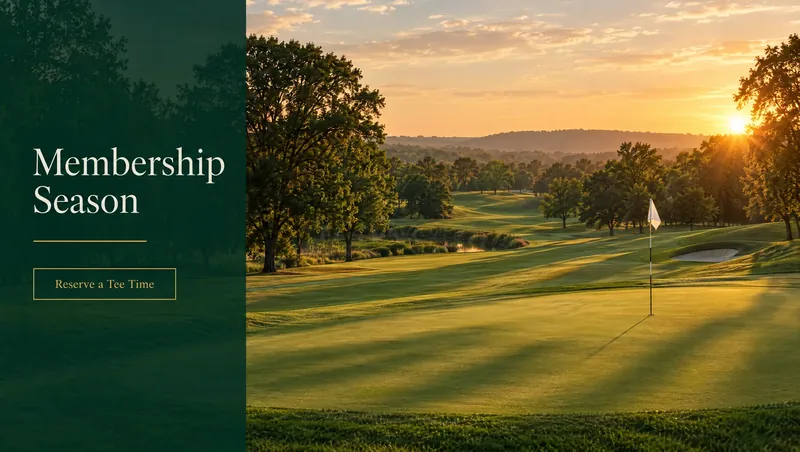 Example golf course promotion over a fairway at sunset.
